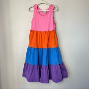 Hanna Andersson Girls 6-7 Twirl Power Colorblock Tiered Racerback Maxi Dress